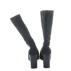 Gucci Short Boots Suede Square Toe Chunky Heel Logo 34.5 Black — view 3