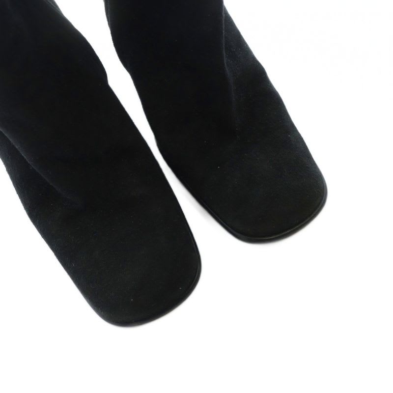 Gucci Short Boots Suede Square Toe Chunky Heel Logo 34.5 Black — view 4