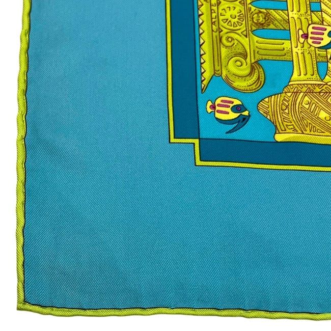 Hermes Scarf Carre 90 Light Blue Atlantic Meeting Cleaned — view 9