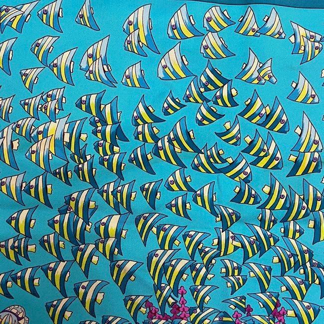 Hermes Scarf Carre 90 Light Blue Atlantic Meeting Cleaned — view 5