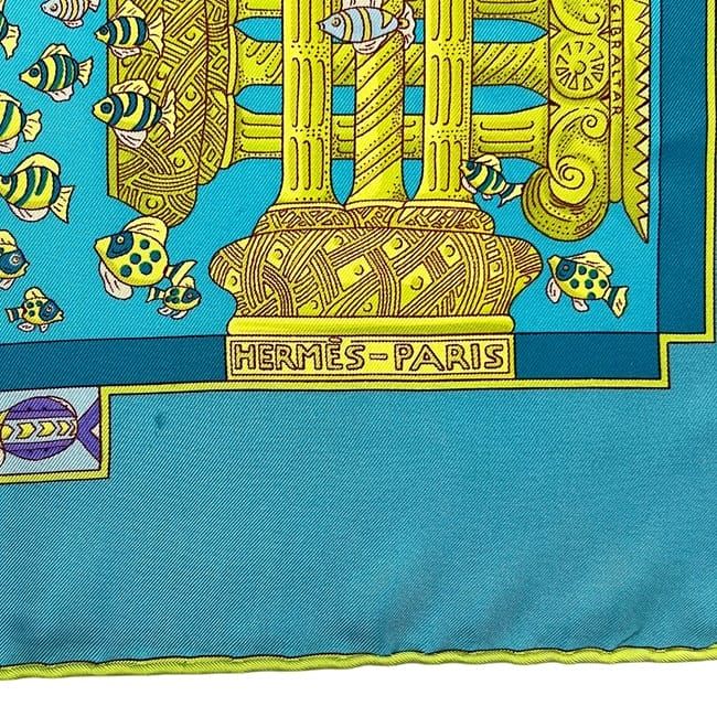 Hermes Scarf Carre 90 Light Blue Atlantic Meeting Cleaned — view 4