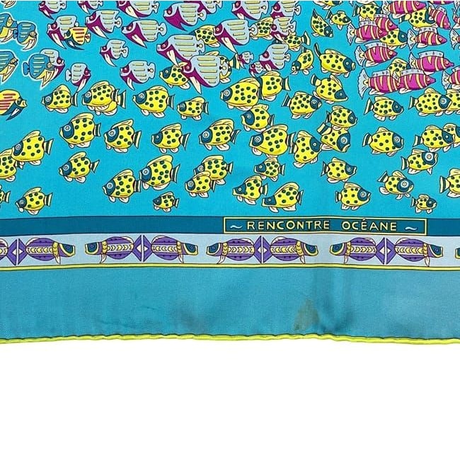 Hermes Scarf Carre 90 Light Blue Atlantic Meeting Cleaned — view 3