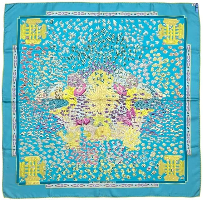 Hermes Scarf Carre 90 Light Blue Atlantic Meeting Cleaned — view 2
