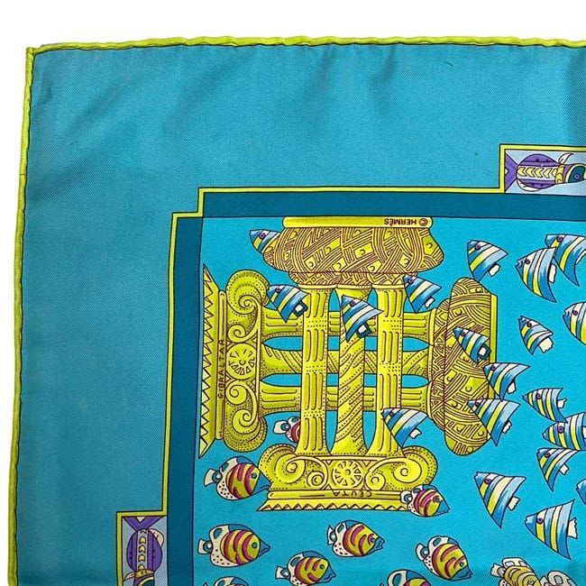 Hermes Scarf Carre 90 Light Blue Atlantic Meeting Cleaned — view 7