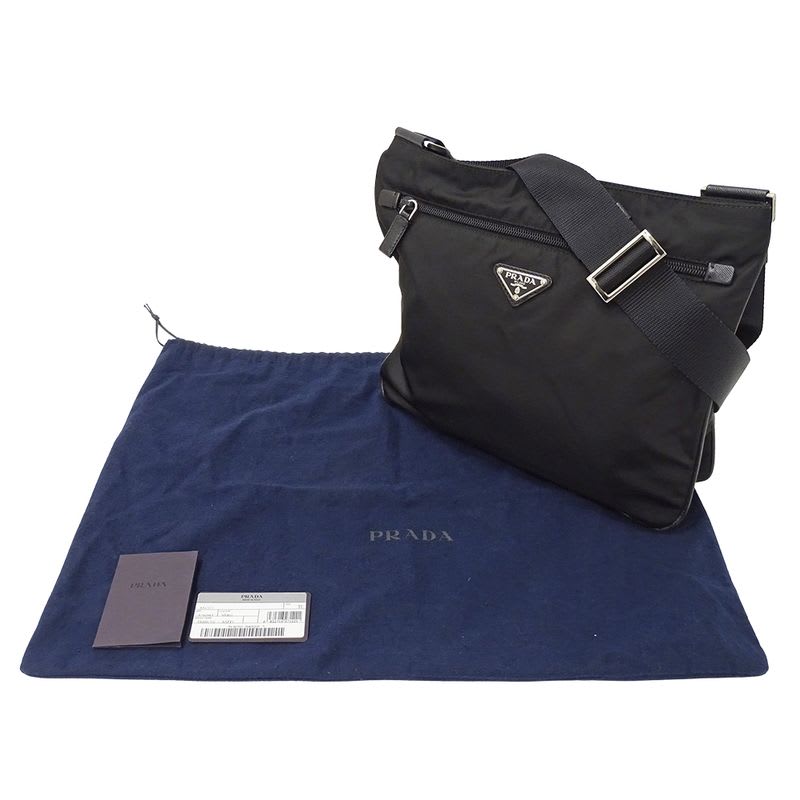 Prada Bag Shoulder Nylon Black Va0563 Crossbody