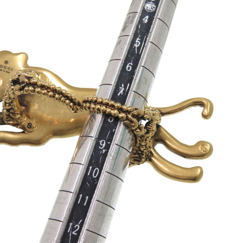 Gucci Double Finger Ring Panther Metal Rhinestone Gold 1001 — view 9