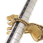 Gucci Double Finger Ring Panther Metal Rhinestone Gold 1001 — view 8