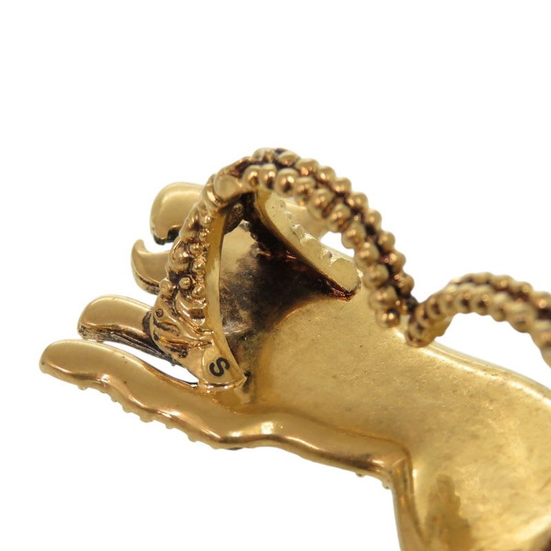 Gucci Double Finger Ring Panther Metal Rhinestone Gold 1001 — view 6