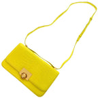 Bottega Veneta The Classic Matte Croco Yellow Shoulder Bag 0341