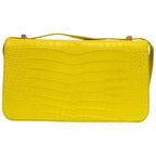Bottega Veneta The Classic Matte Croco Yellow Shoulder Bag 0341