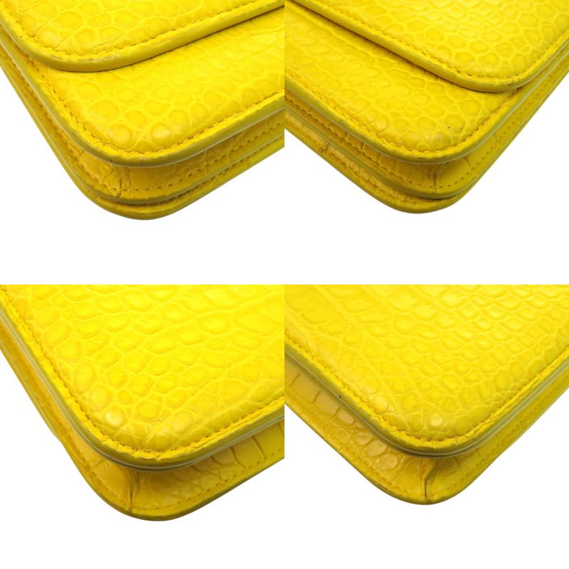 Bottega Veneta The Classic Matte Croco Yellow Shoulder Bag 0341