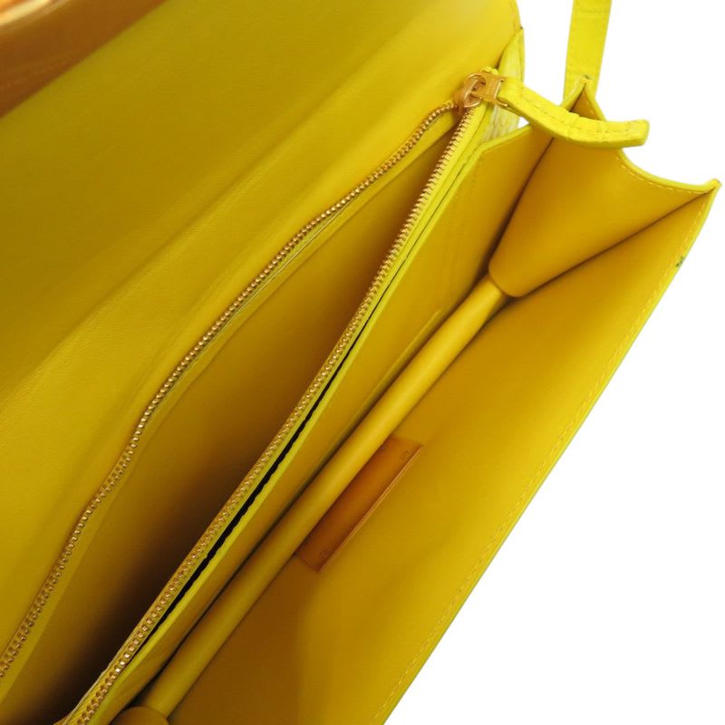 Bottega Veneta The Classic Matte Croco Yellow Shoulder Bag 0341