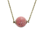 Chanel Coco Mark Mirror Ball Metal Rhinestone Red Necklace 0463 — view 3