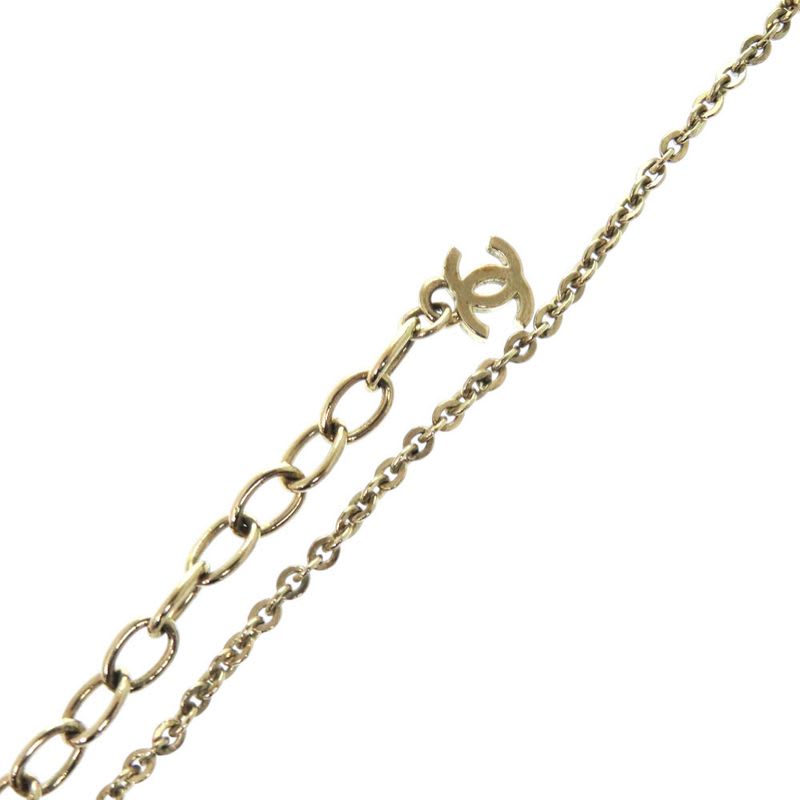 Chanel Coco Mark Mirror Ball Metal Rhinestone Red Necklace 0463 — view 8