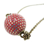 Chanel Coco Mark Mirror Ball Metal Rhinestone Red Necklace 0463 — view 9