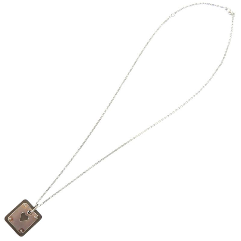 Hermes As de Coeur Ace Of Hearts Leather Metal Brown Necklace — view 5