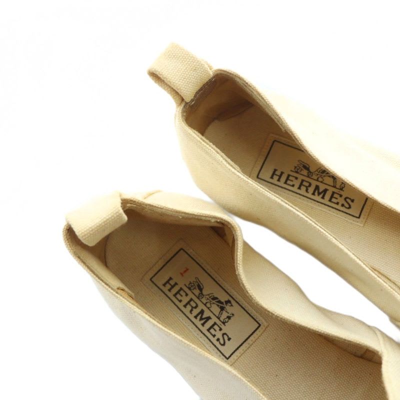 Hermes Espadrilles Slip-on Canvas Logo Star 36 Beige GY11 — view 4