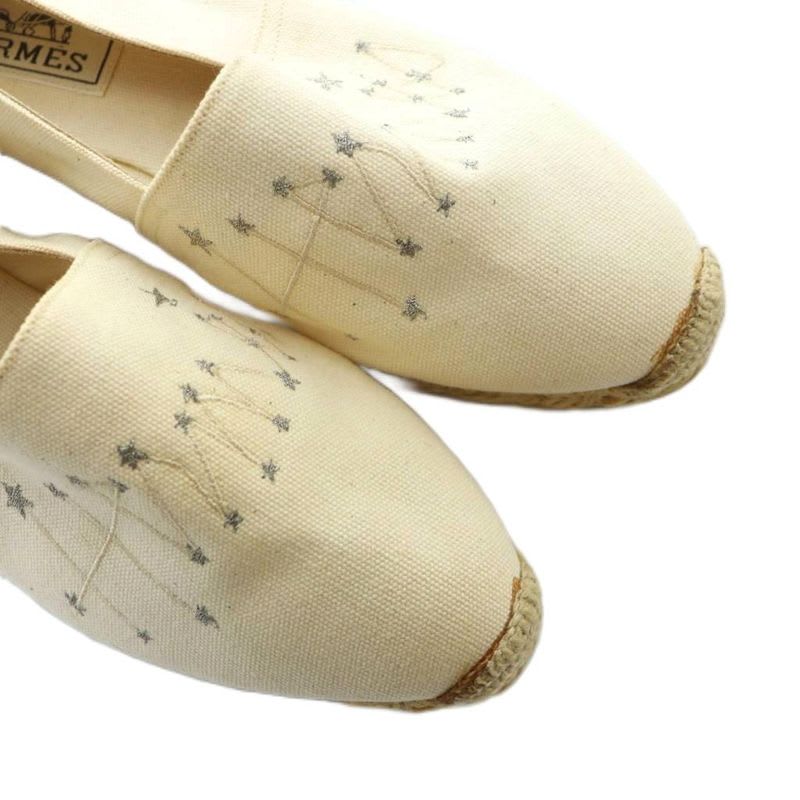 Hermes Espadrilles Slip-on Canvas Logo Star 36 Beige GY11 — view 3