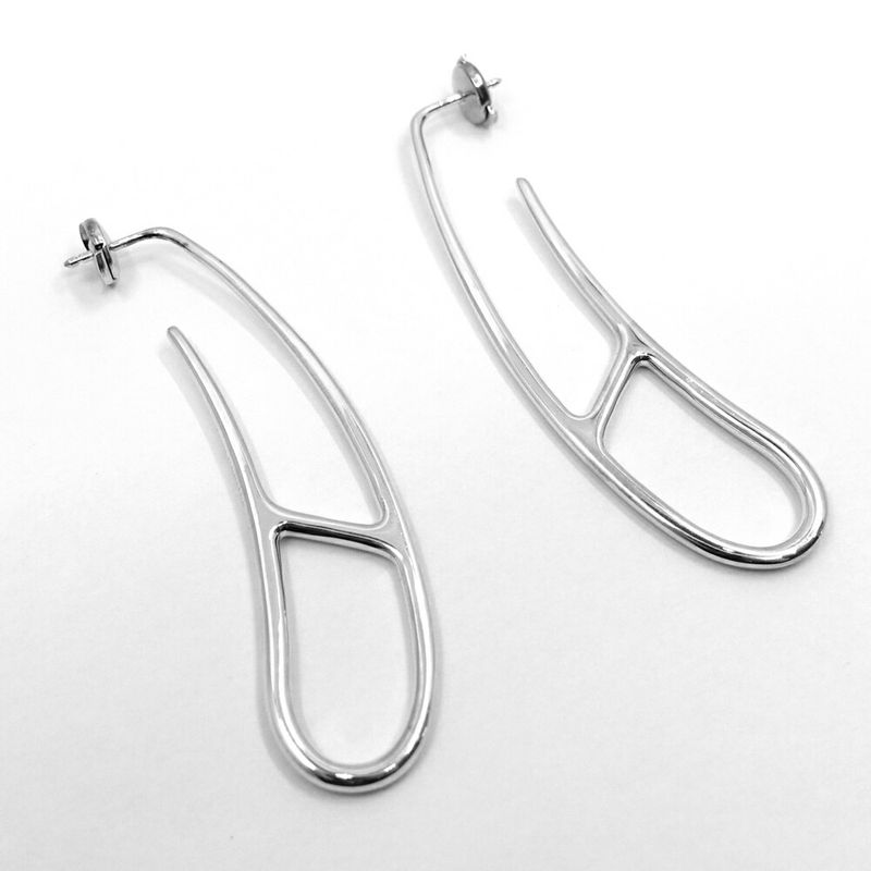 Hermes Chaine Dancre Punk Earrings AG 925 SV Silver Pair — view 3