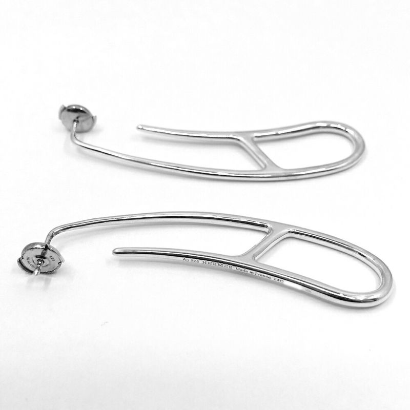 Hermes Chaine Dancre Punk Earrings AG 925 SV Silver Pair — view 5