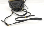 Prada Duet Drawstring Shoulder Bag Leather Black 1 Bh038