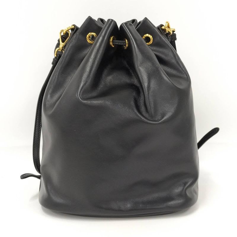 Prada Duet Drawstring Shoulder Bag Leather Black 1 Bh038