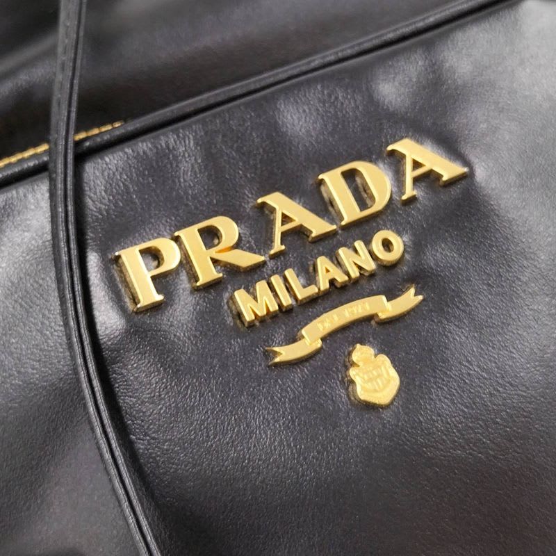 Prada Duet Drawstring Shoulder Bag Leather Black 1 Bh038 — view 6