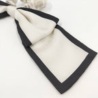 Chanel Scrunchie Ribbon Coco Mark Logo Hair Clip Silk White Black — view 3