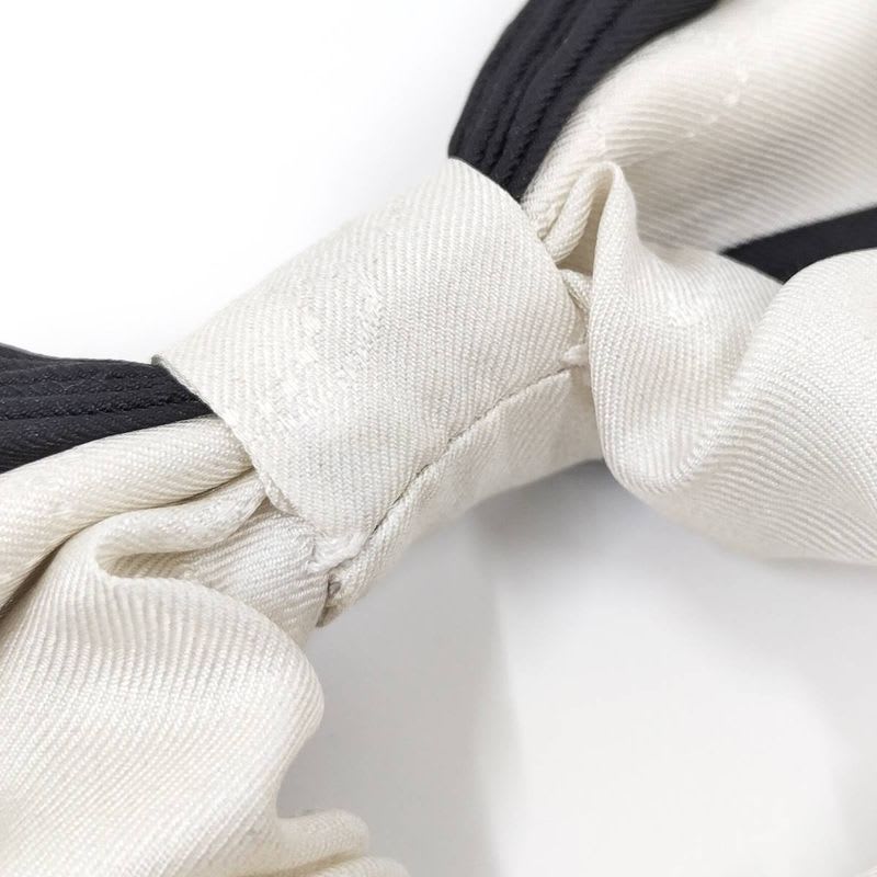 Chanel Scrunchie Ribbon Coco Mark Logo Hair Clip Silk White Black — view 5