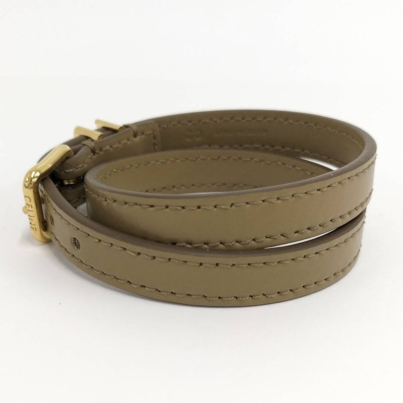 Celine Les Cuirs Bracelet Double Leather Khaki — view 3