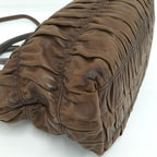 Prada Gathered 2-Way Shoulder Bag Leather Brown
