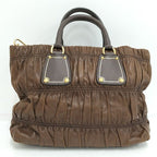 Prada Gathered 2-Way Shoulder Bag Leather Brown