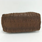 Prada Gathered 2-Way Shoulder Bag Leather Brown