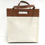 Fendi 2-Way Shoulder Bag Logo Leather Canvas Ivory Brown 7 Va481