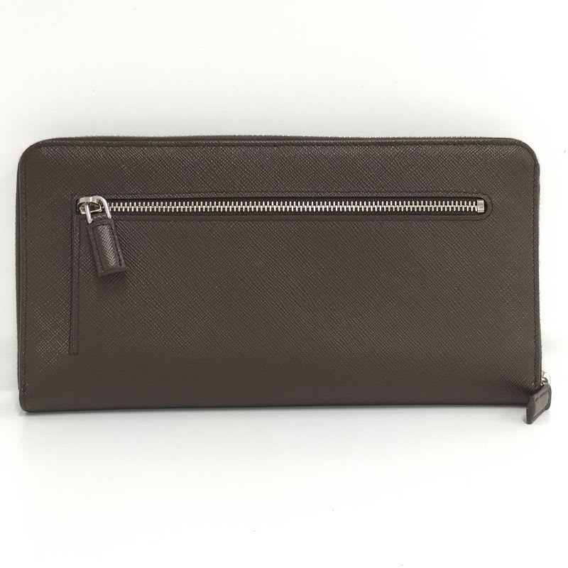 Prada Round Zipper Long Wallet Leather Brown 2 Ml220 — view 3