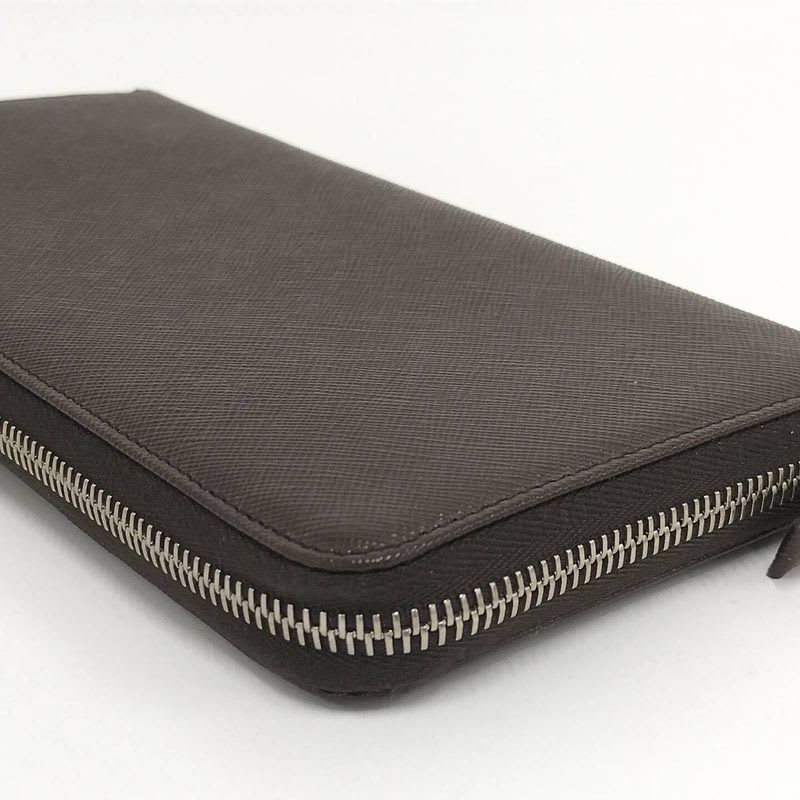 Prada Round Zipper Long Wallet Leather Brown 2 Ml220 — view 4