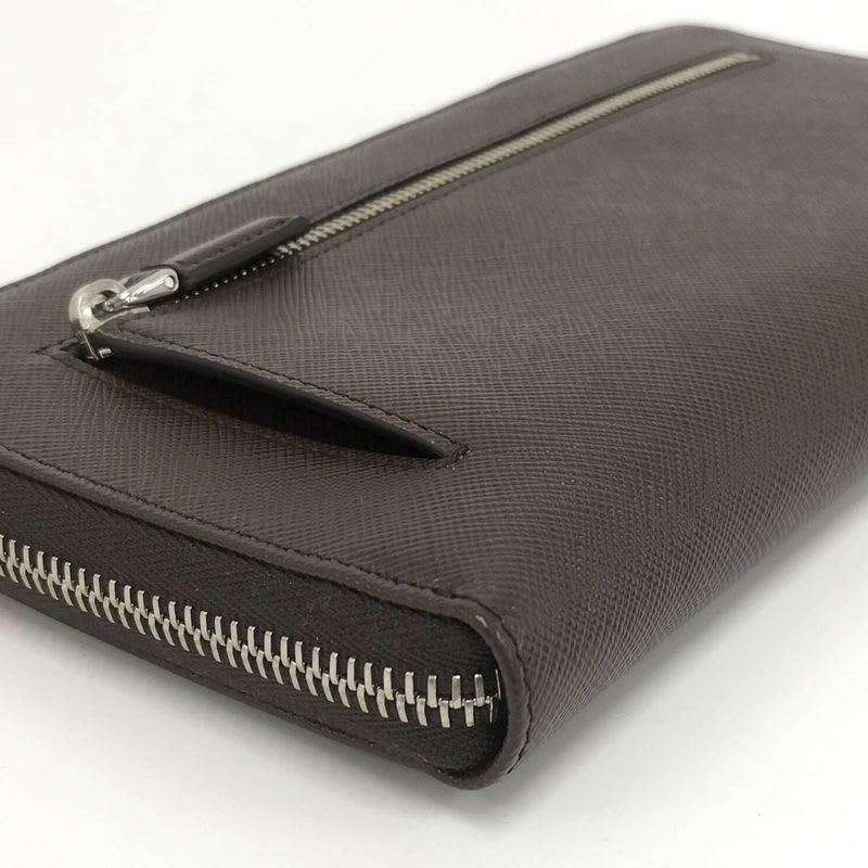 Prada Round Zipper Long Wallet Leather Brown 2 Ml220 — view 5