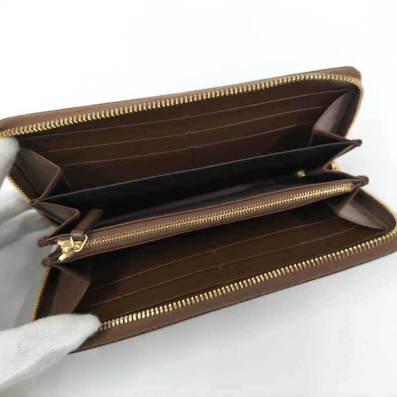 Gucci Round Zipper Long Wallet Horsebit Brown — view 2