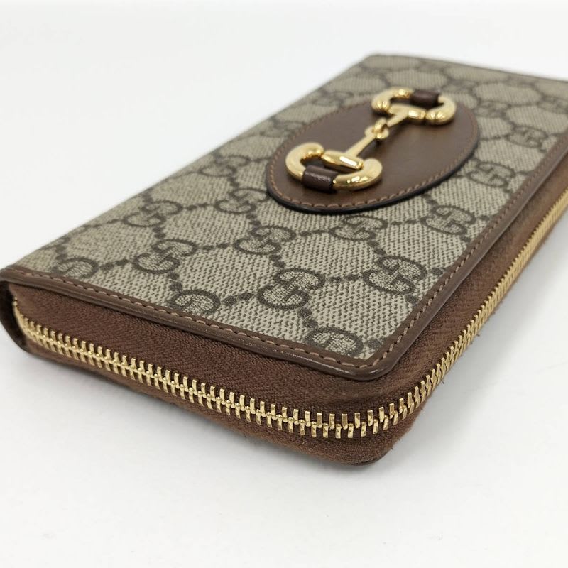 Gucci Round Zipper Long Wallet Horsebit Brown — view 6