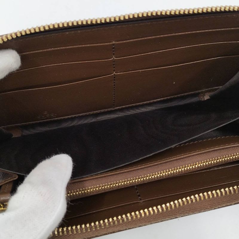 Gucci Round Zipper Long Wallet Horsebit Brown — view 7