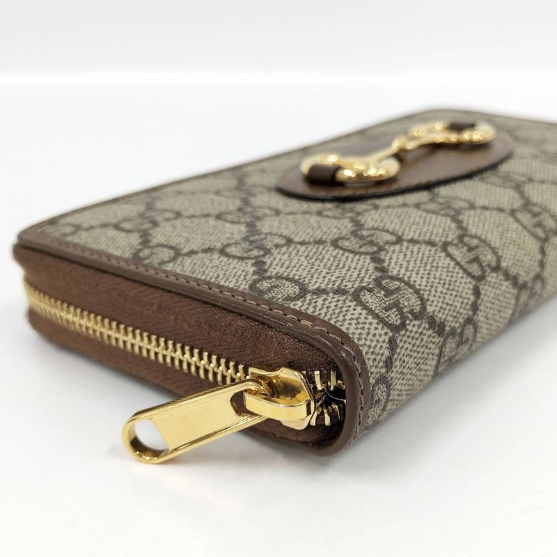 Gucci Round Zipper Long Wallet Horsebit Brown — view 4
