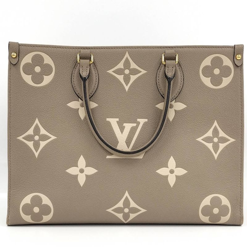 Louis Vuitton On The Go MM 2-Way Handbag Bicolor Monogram Empreinte Tourterelle