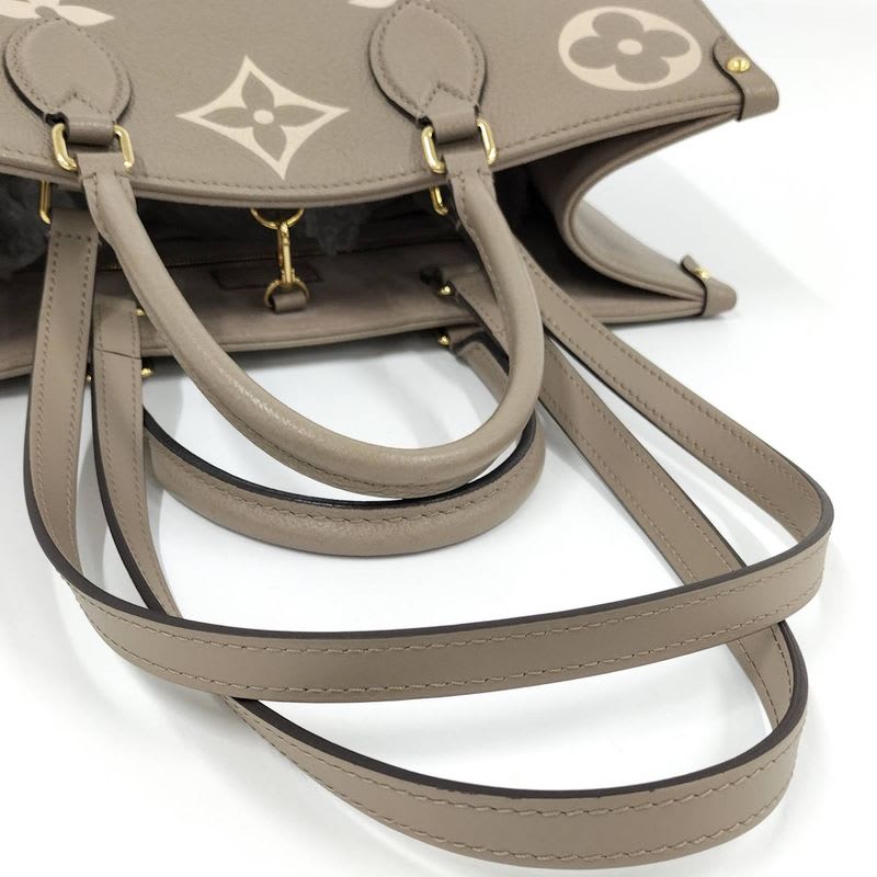 Louis Vuitton On The Go MM 2-Way Handbag Bicolor Monogram Empreinte Tourterelle