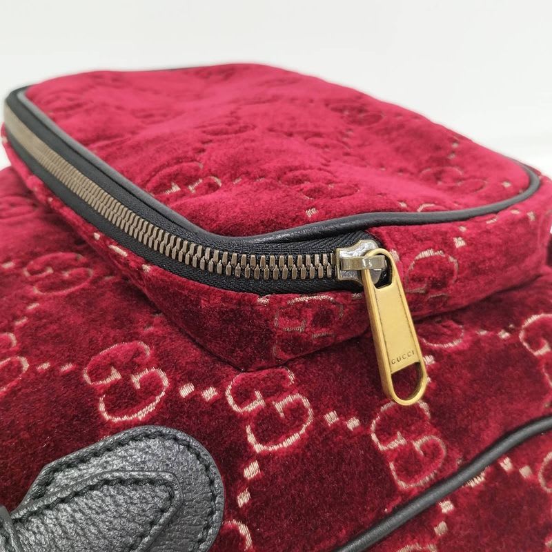 Gucci Backpack GG Velvet Velor Red — view 7