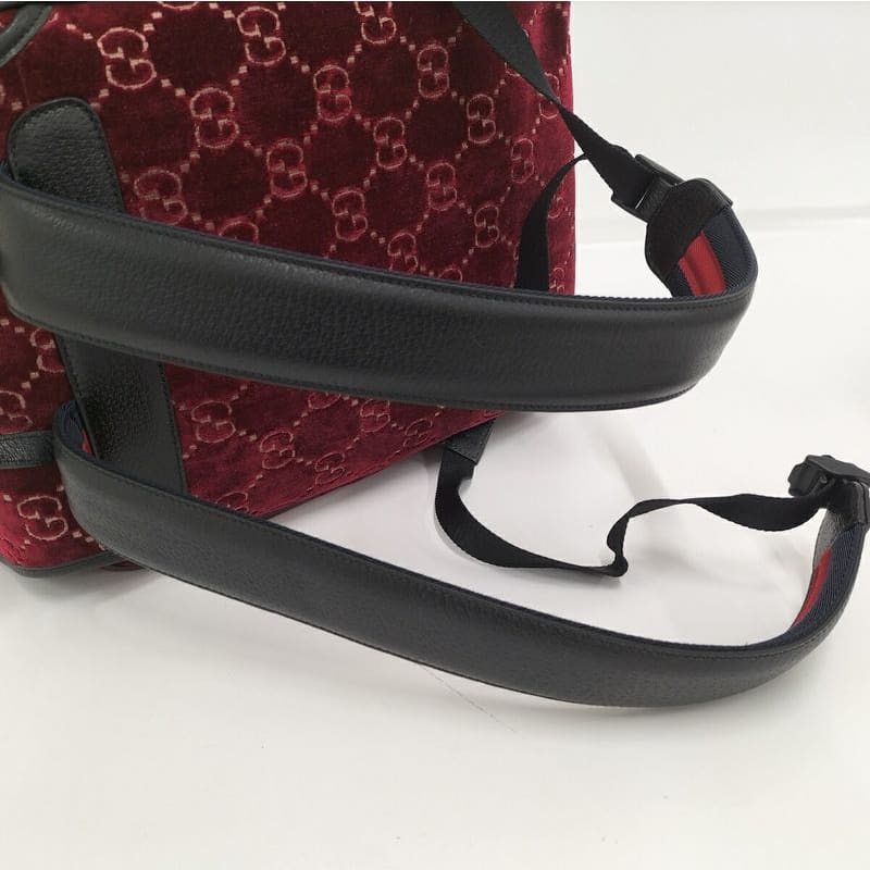 Gucci Backpack GG Velvet Velor Red — view 8