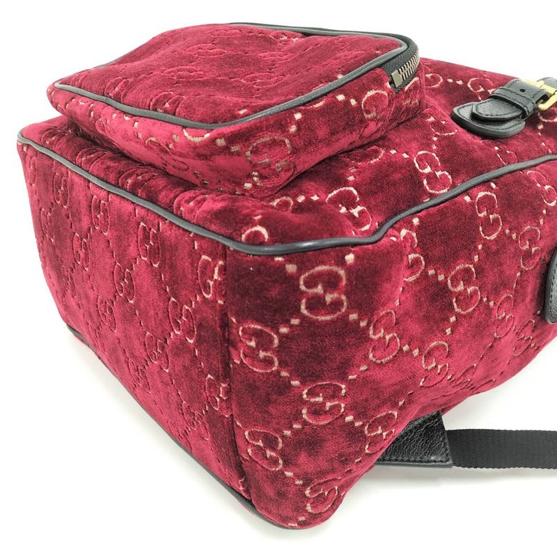 Gucci Backpack GG Velvet Velor Red — view 4