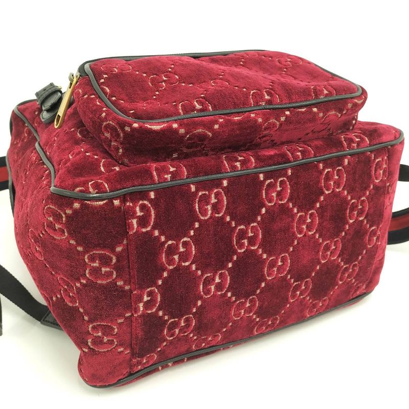 Gucci Backpack GG Velvet Velor Red — view 5