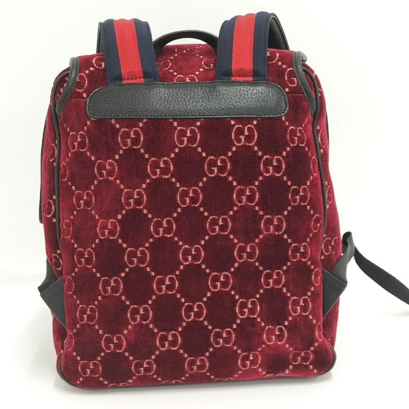 Gucci Backpack GG Velvet Velor Red — view 3