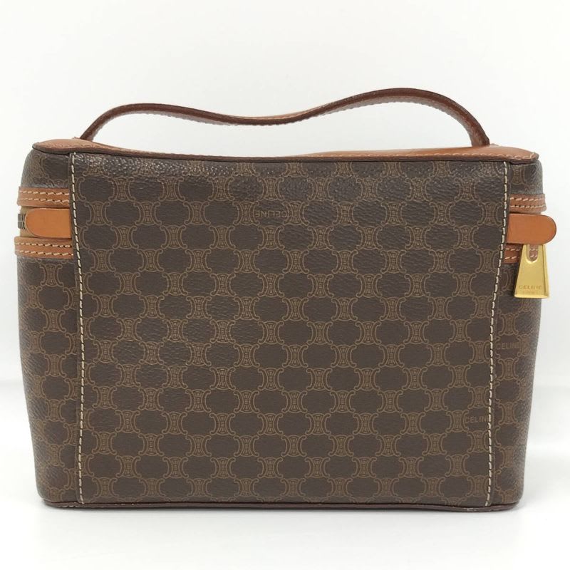 Celine Vanity Bag Macadam Pattern Leather Brown