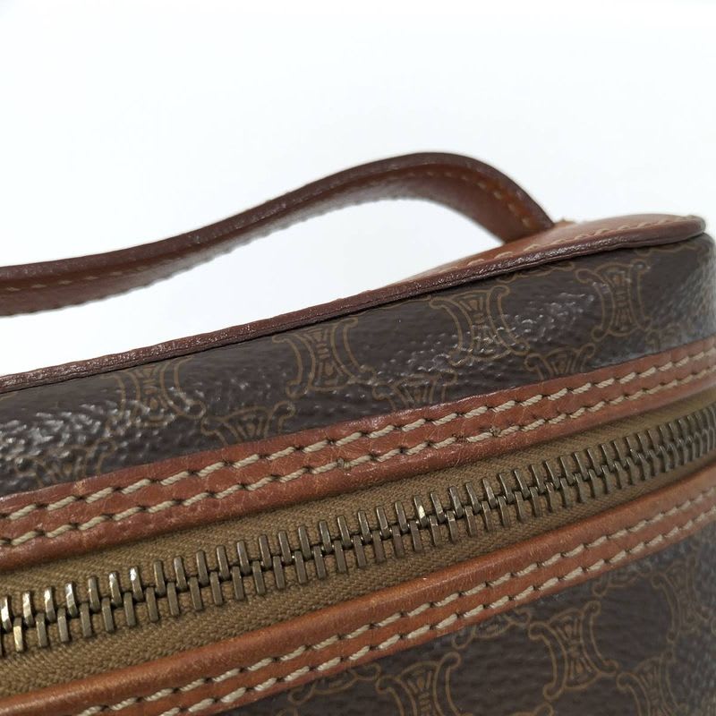 Celine Vanity Bag Macadam Pattern Leather Brown